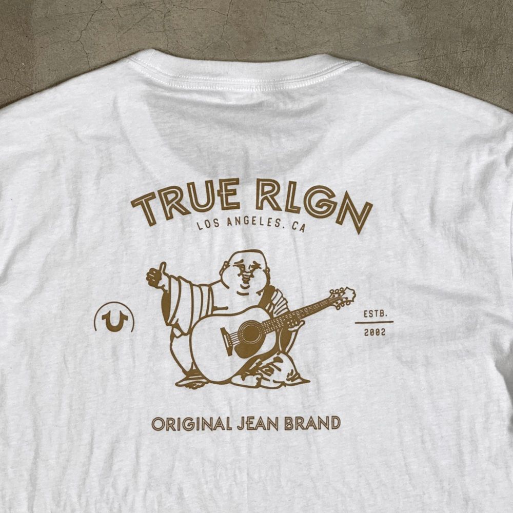True Religion Men's Buddha Gold Metallic Graphic Tee 2XL